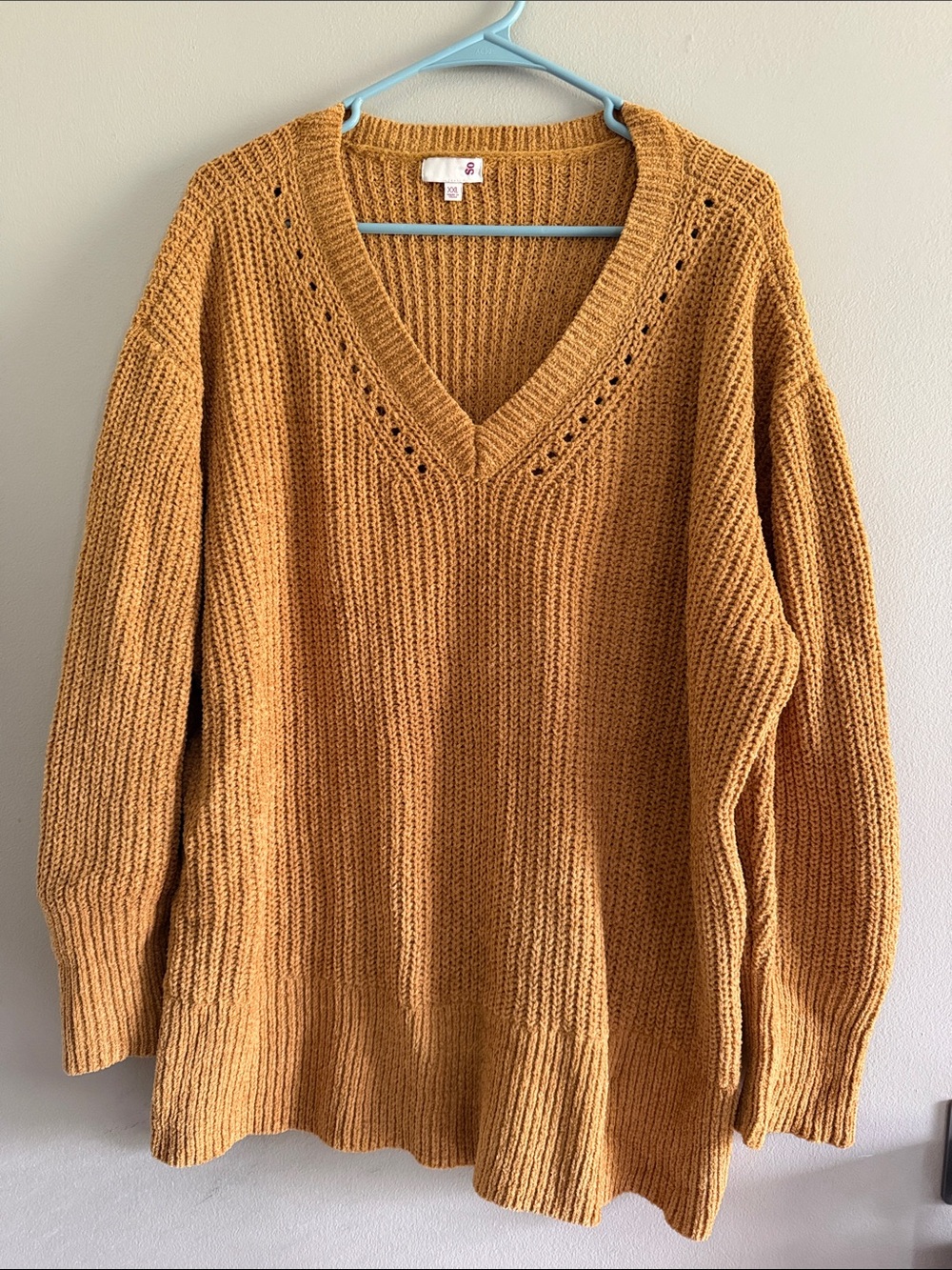 SO Relaxed V-Neck Knit Sweater - Mustard Yellow